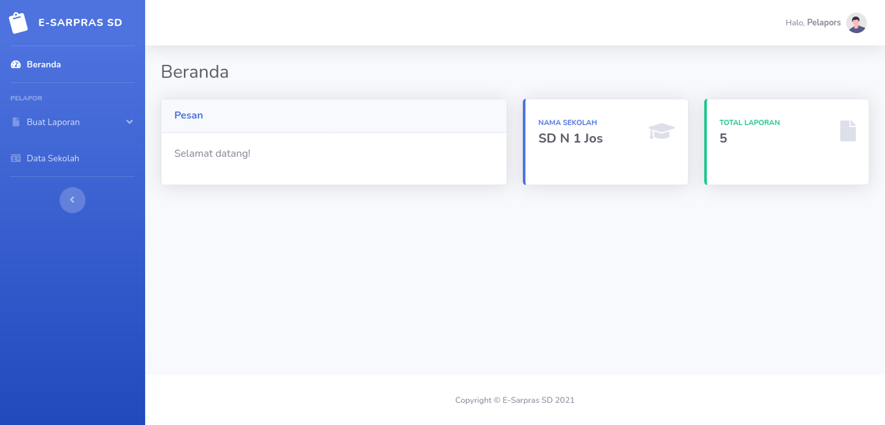 Beranda Pelapor