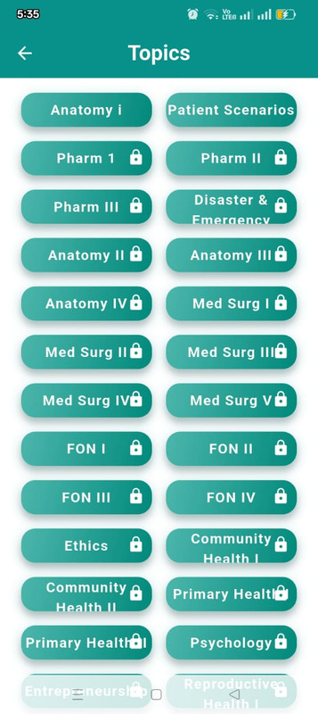 Practice Mode Screenshot 1: Topic Selection