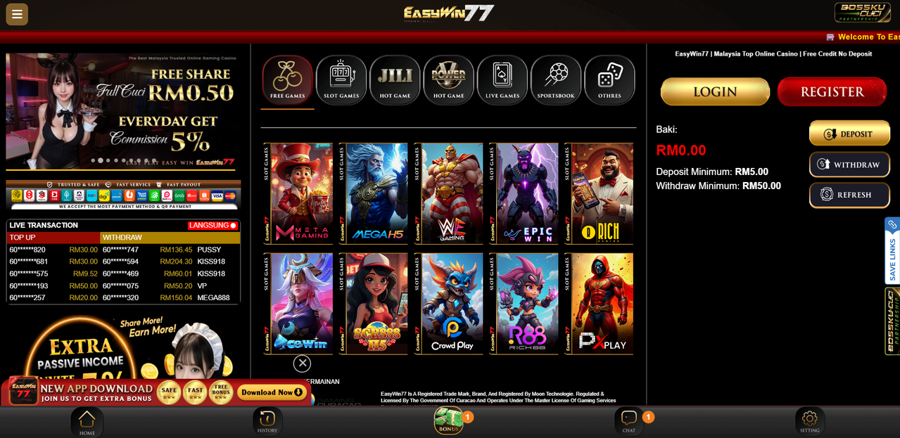 easywin77-free-credit-no-deposit