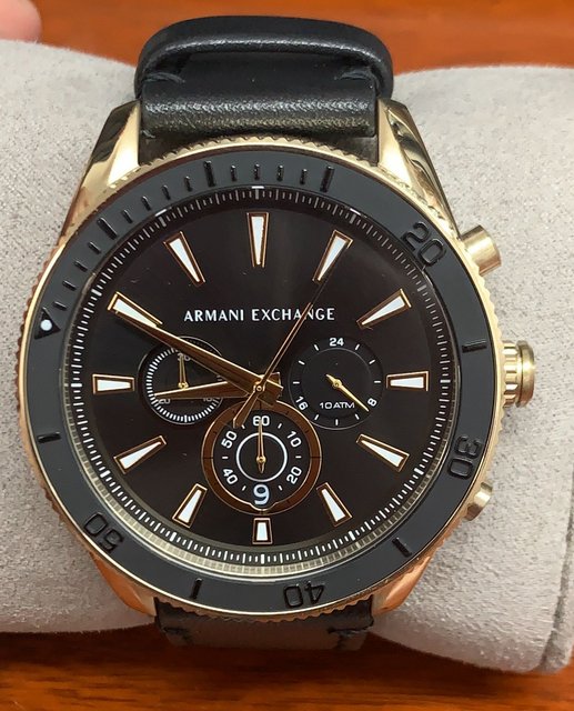 Armani Exchange AX1818 Black Dial Brown Leather Strap Chronograph
