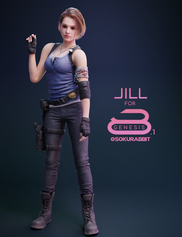 Jill Valentine For Genesis 8 and 8.1 Female  *SokuRabbit*