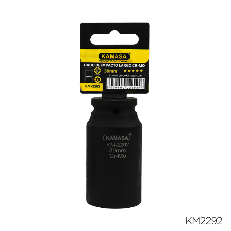 DADO DE IMPACTO LARGO CRMO "KAMASA" - 1/2"DR.X 30MM 
