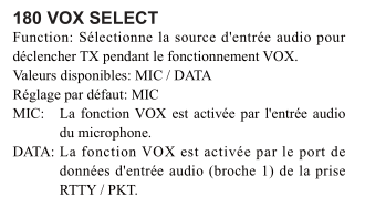 FTDX-3000 (Yaesu) - Page 2 180-VOX-SELECT