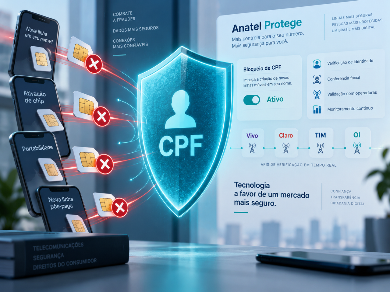 Anatel Protege quer bloquear abertura de linhas telefônicas usando seu CPF sem autorização