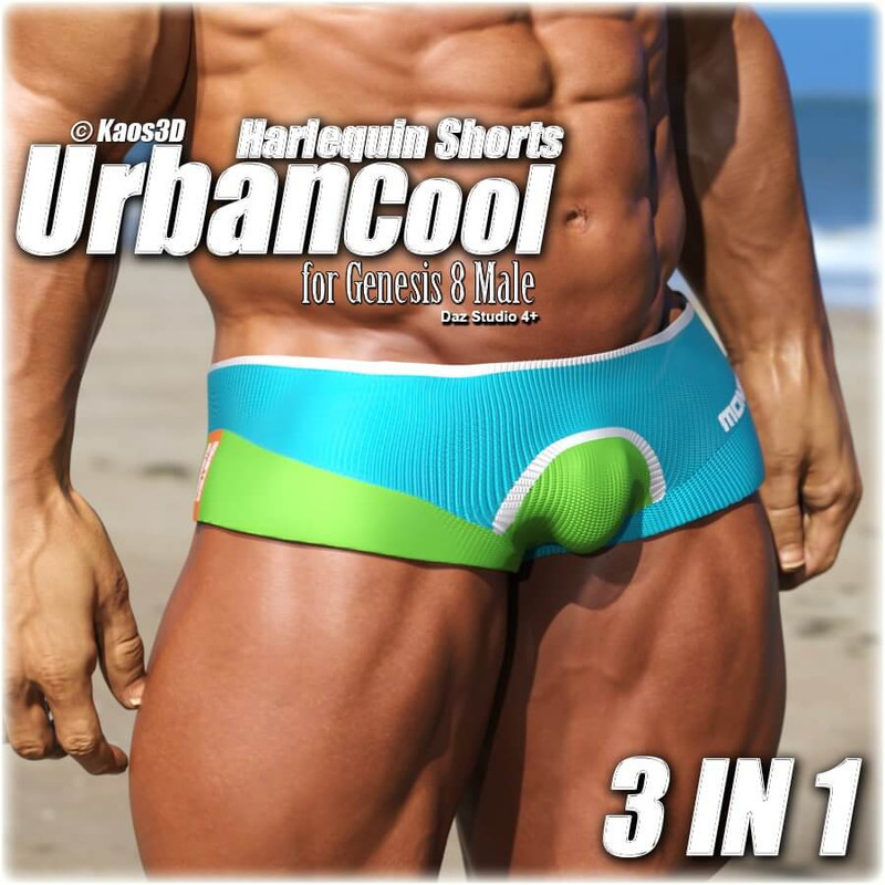 urban cool harlequin shorts 3 in 1 for genesis 8 male 01