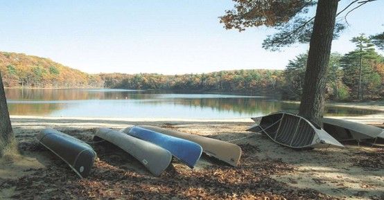 Mirror Lake Beach canoes