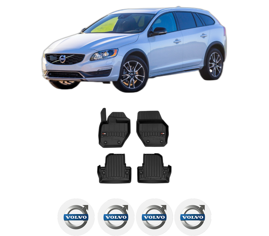 Set covorase presuri VOLVO V60 I Cross Country (157) din 2015-2018, auto, din cauciuc thermoplastic, 4 Stickere auto cu VOLVO