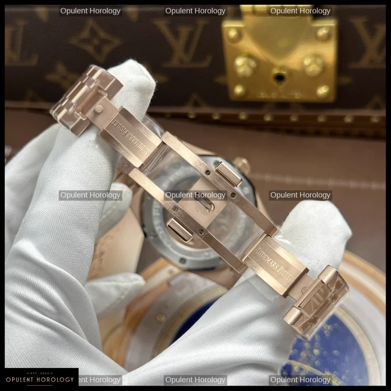 Audemars Piguet Royal Oak Perpetual Calendar 26574OR Rose Gold Plated Blue Grande Tapisserie Dial 41mm Automatic