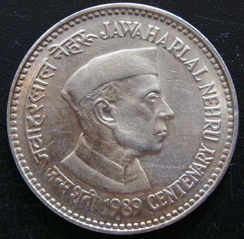 5 Rupias. India (1989). Centenario del nacimiento de Nehru. IND-5-Rupias-1989-centenario-nacimiento-Nehru-rev