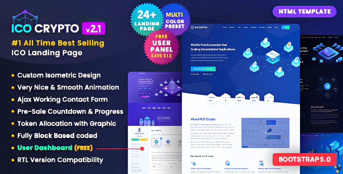 ICO Crypto – Multi-Purpose Landing Page HTML Template