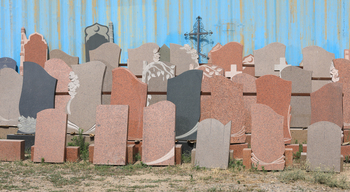 various marble tombstones