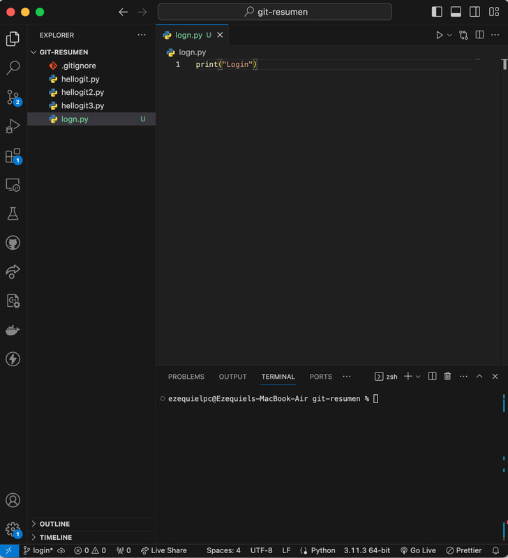 Creacion archivo login.py Git branch