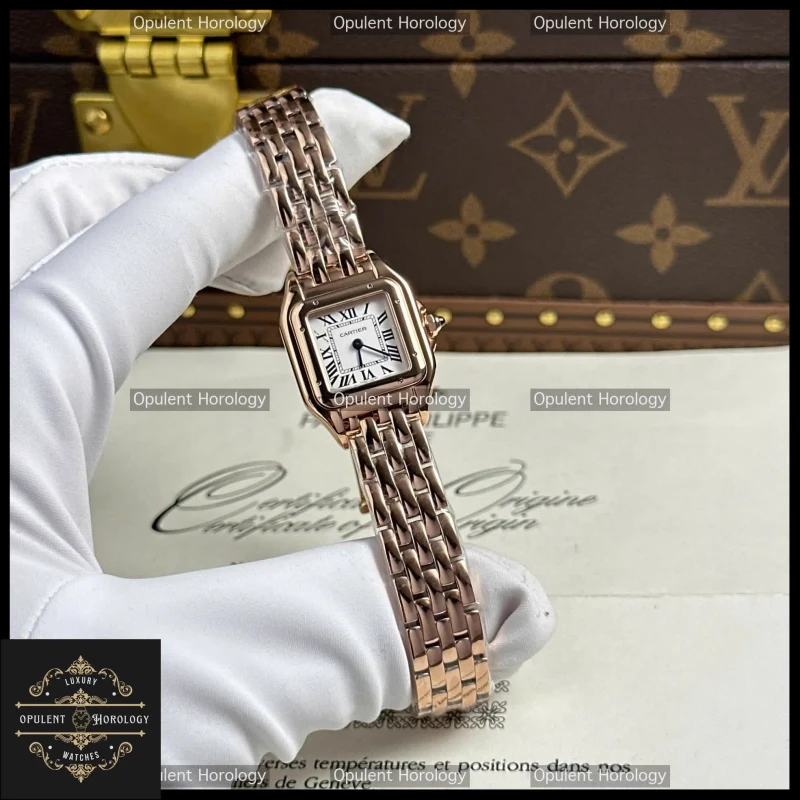 Cartier Panthere Watch Replica 23x30mm Rose Gold Plated Swiss Quartz