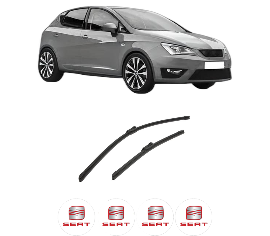 Set stergatoare auto SEAT IBIZA V (KJ1, KJG) din 2017-2020, pentru parbriz auto, 2 bucati, Bosch Aerotwin, din cauciuc siliconat rezistent, 4 Stickere Auto SEAT