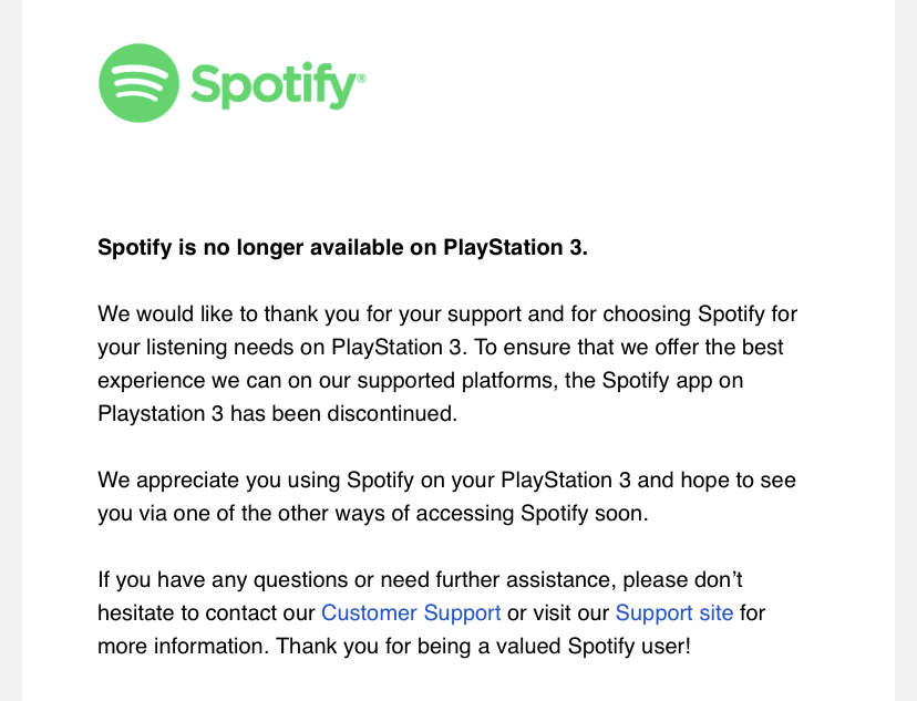 Spotify App Discontinued On PlayStation 3 - PlayStation 3 - PSNProfiles