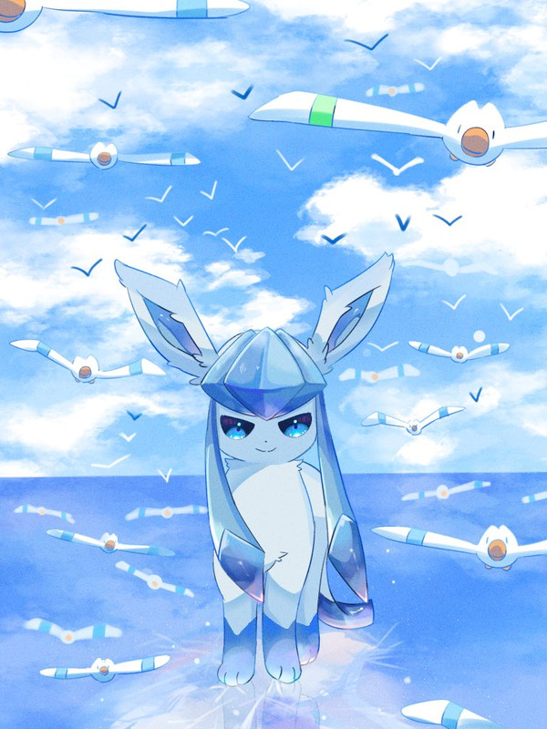 glaceon-and-wingull-pokemon-drawn-by-ams