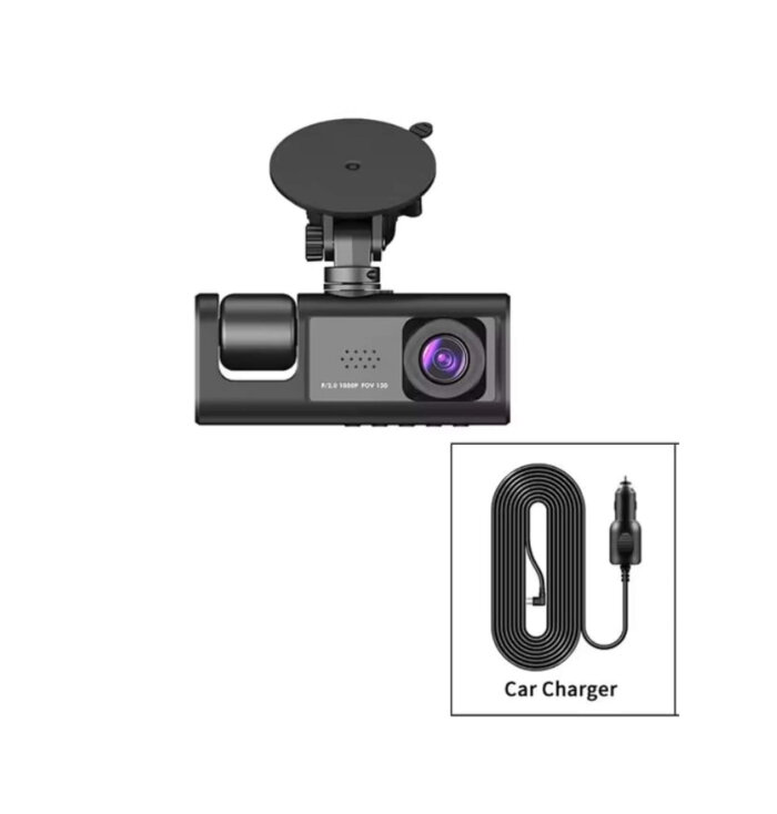 Cámara de tablero triple (frontal, interior y trasera).