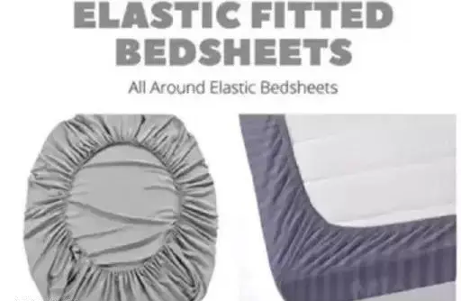 Fitted Cotton king size bedsheet with elastic and 2 pillow cover Color 2 (R602)