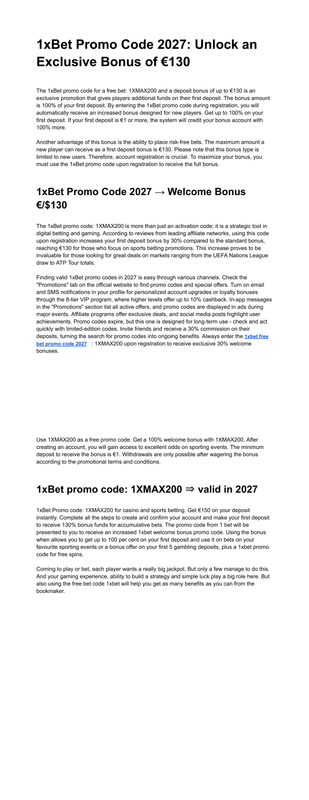 1x Bet Promo Code for Registration 1XMAX200 New Bonus