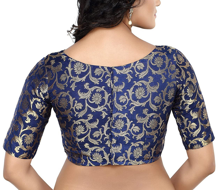 Blusa para mujer brocado de seda cosida saris diseño tradicional choli recortada - Imagen 4 de 27