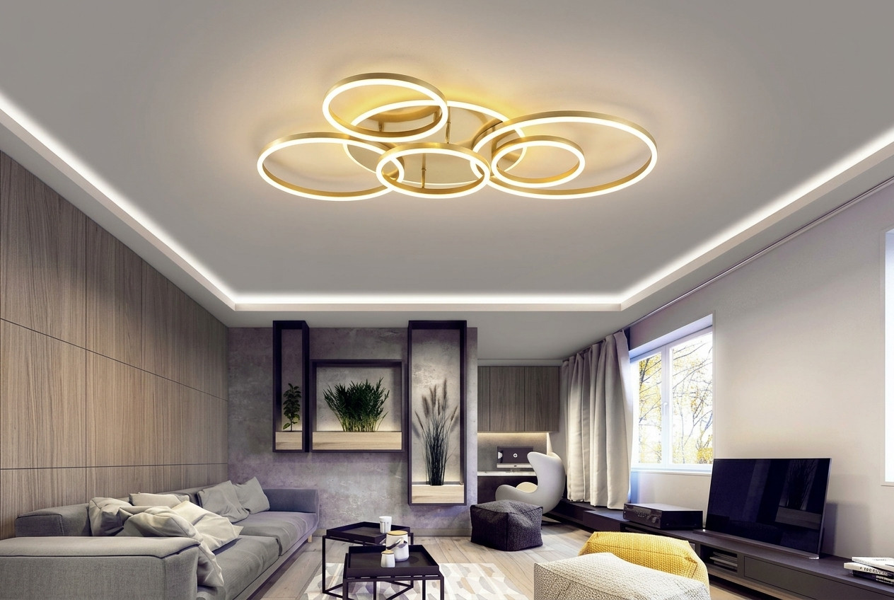 Postmodern LED circle rings ceiling light for living room bedroom study room