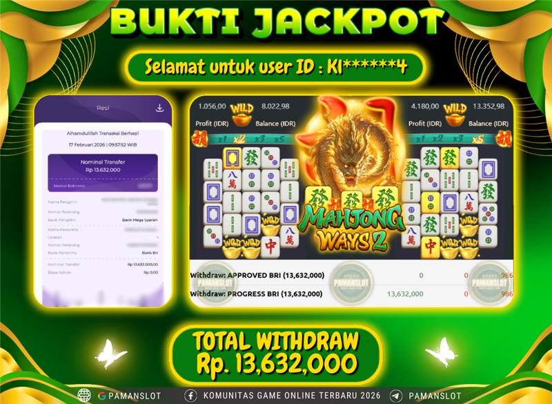 PAMANSLOT JACKPOT Game PG - Mahjong Ways 2 Rp.13,632,000- LUNAS