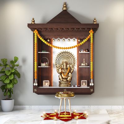 Minimalist pooja mandir design with clean lines and subtle décor