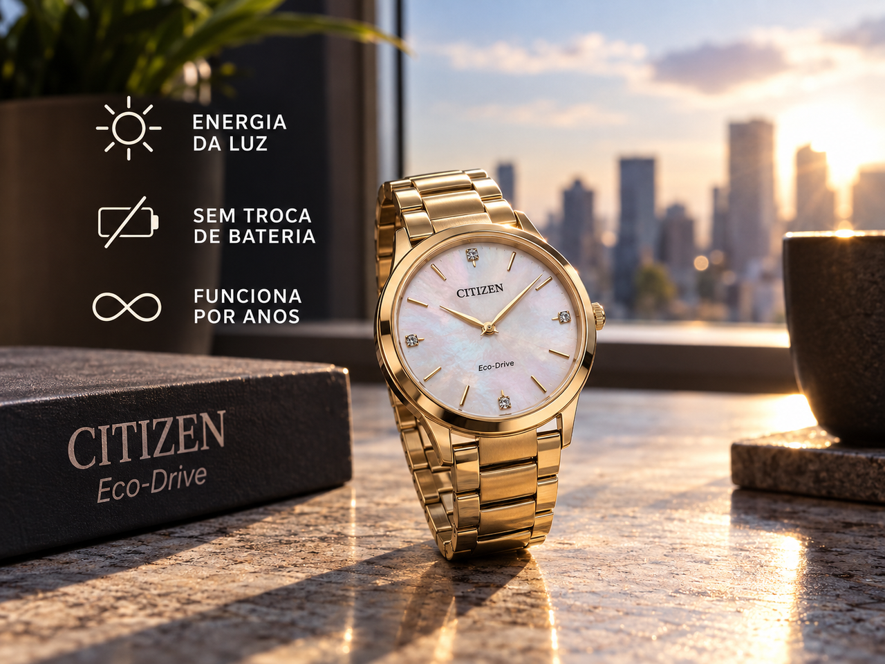 Citizen Peyten Eco-Drive usa luz para funcionar e dispensa a rotina de recarga