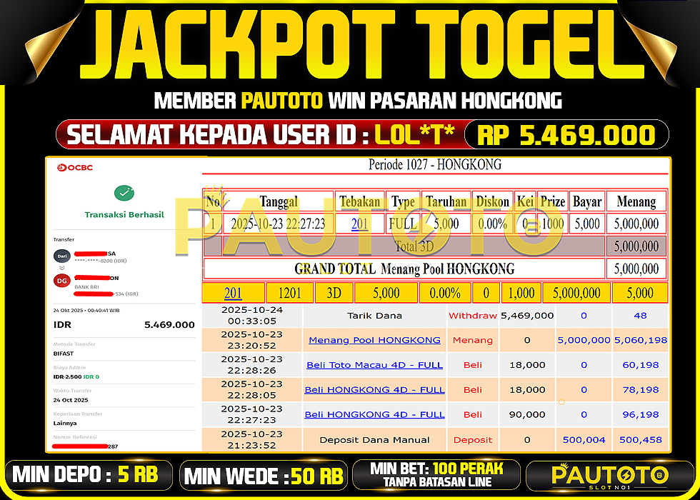 BUKTI JACKPOT LUNAS PAUTOTO