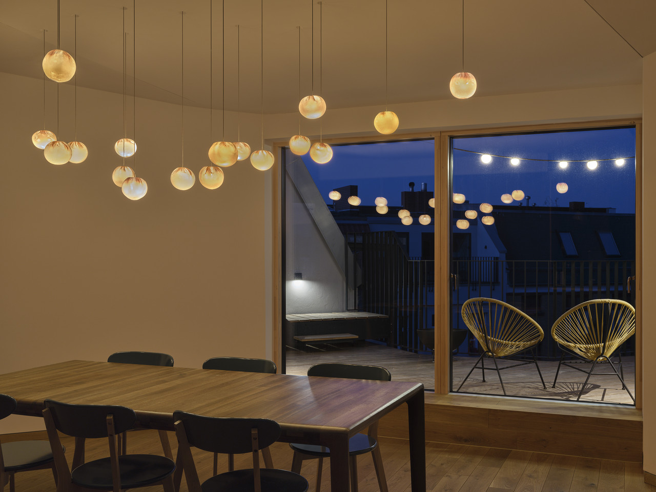 Atmospheric lighting with warm light accents in an interior