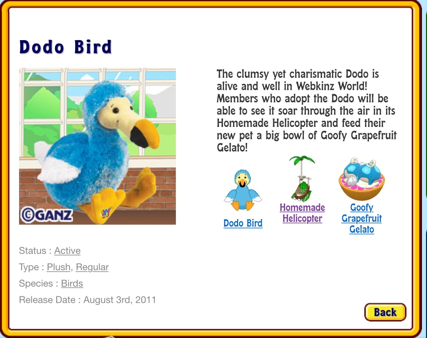 webkinz dodo bird