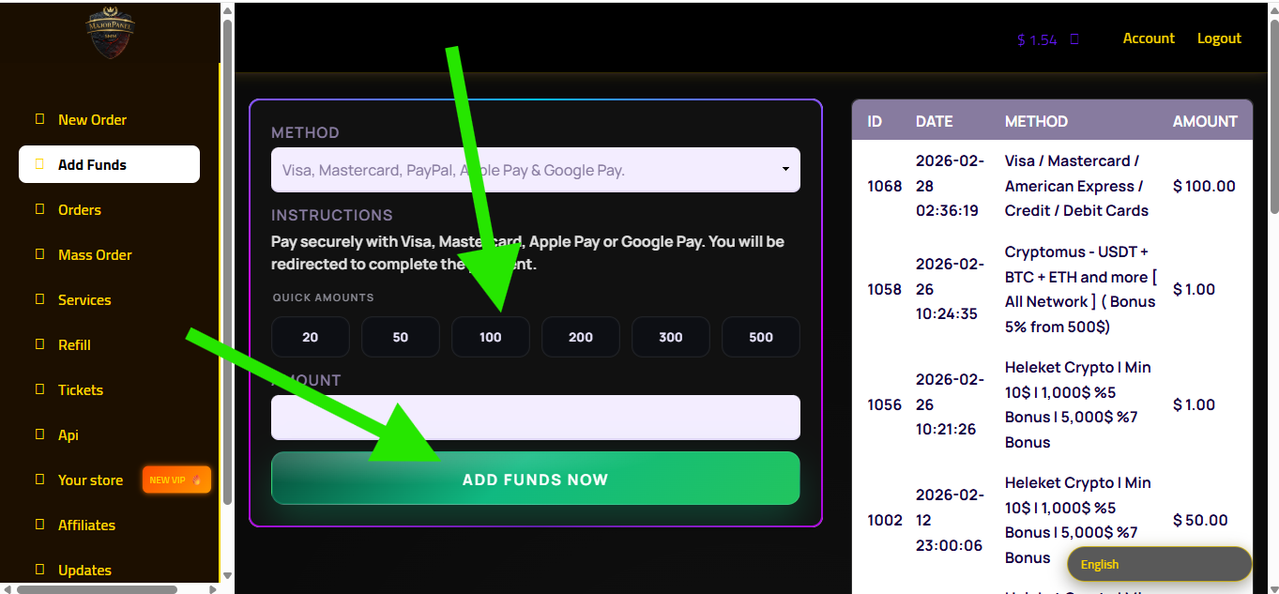 Create account on MajorPanel for IPTV Canada subscription