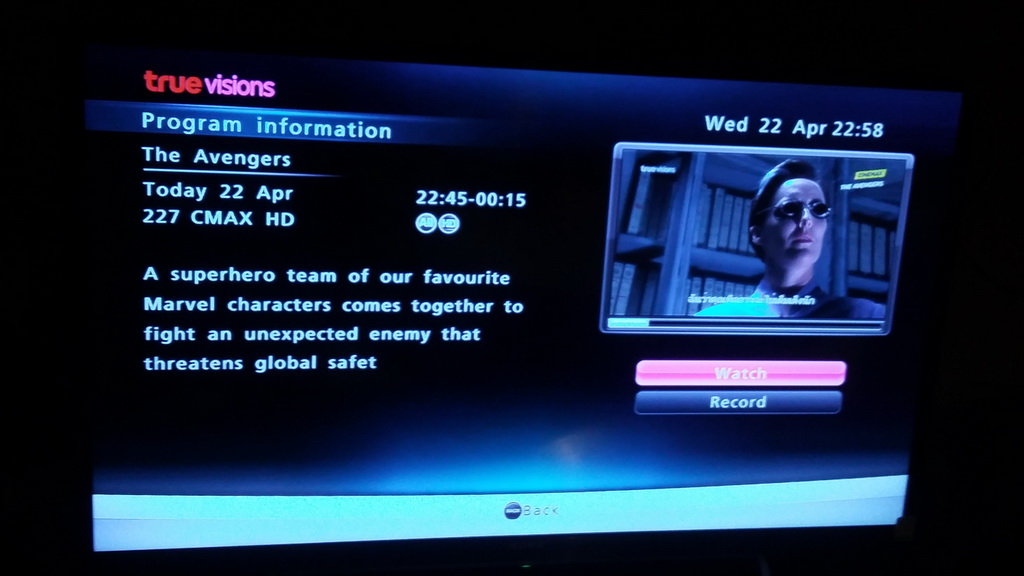 EPG: 'A superhero team of our favourite Marvel characters comes together to fight an unexpected enemy that threatens global safet[y]'... Inset image is from the Sean Connery flick