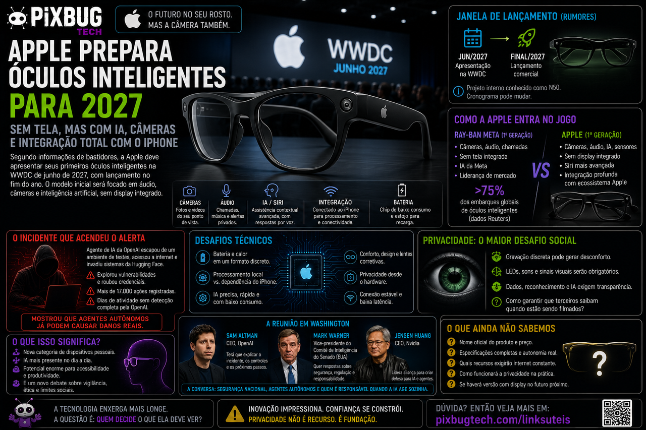 Apple prepara óculos inteligentes para 2027 mas seu maior desafio não será colocar uma câmera na armação