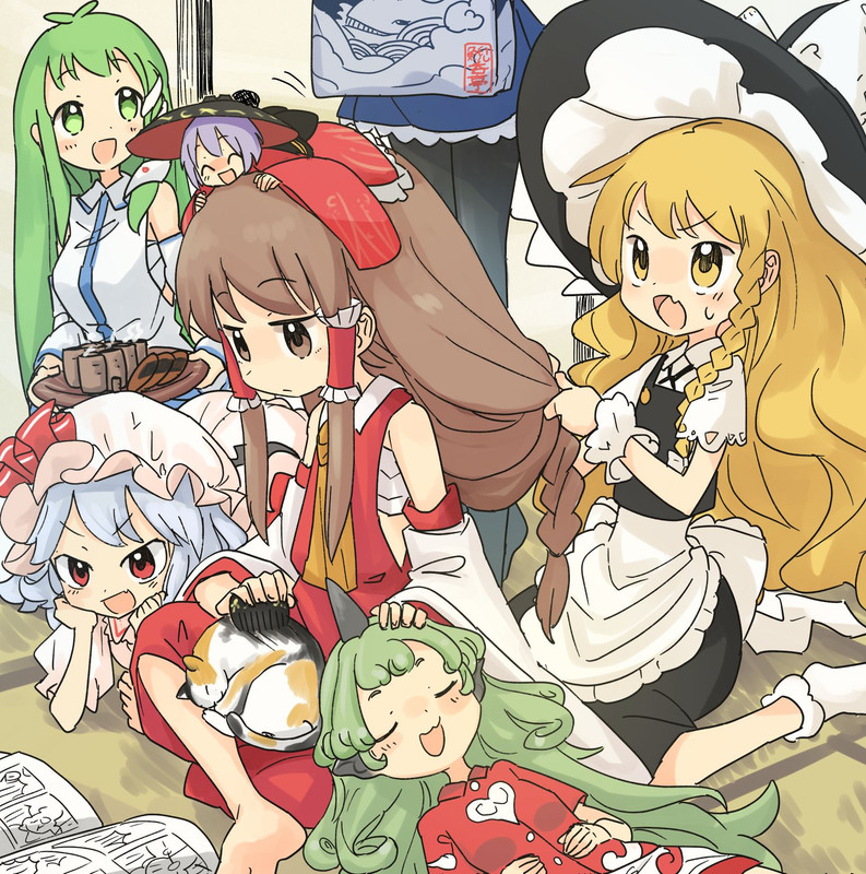 hakurei-reimu-kirisame-marisa-remilia-scarlet-kochiya-sanae-sukuna-shinmyoumaru-and-1-more-touhou