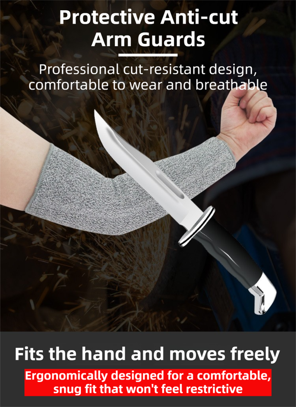 One-Pair 5 Level Cut-Resistant Arm Protection Sleeves(55CM) - Anti-Slash & Anti-Puncture Heavy Duty Safety Guard for Butchering & Construction