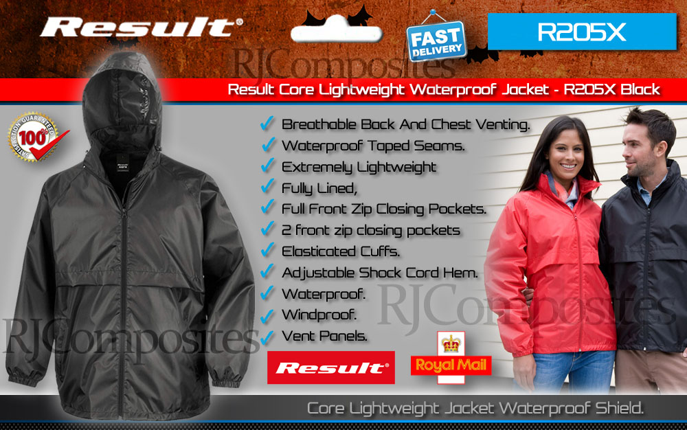 black lightweight waterproof jacket