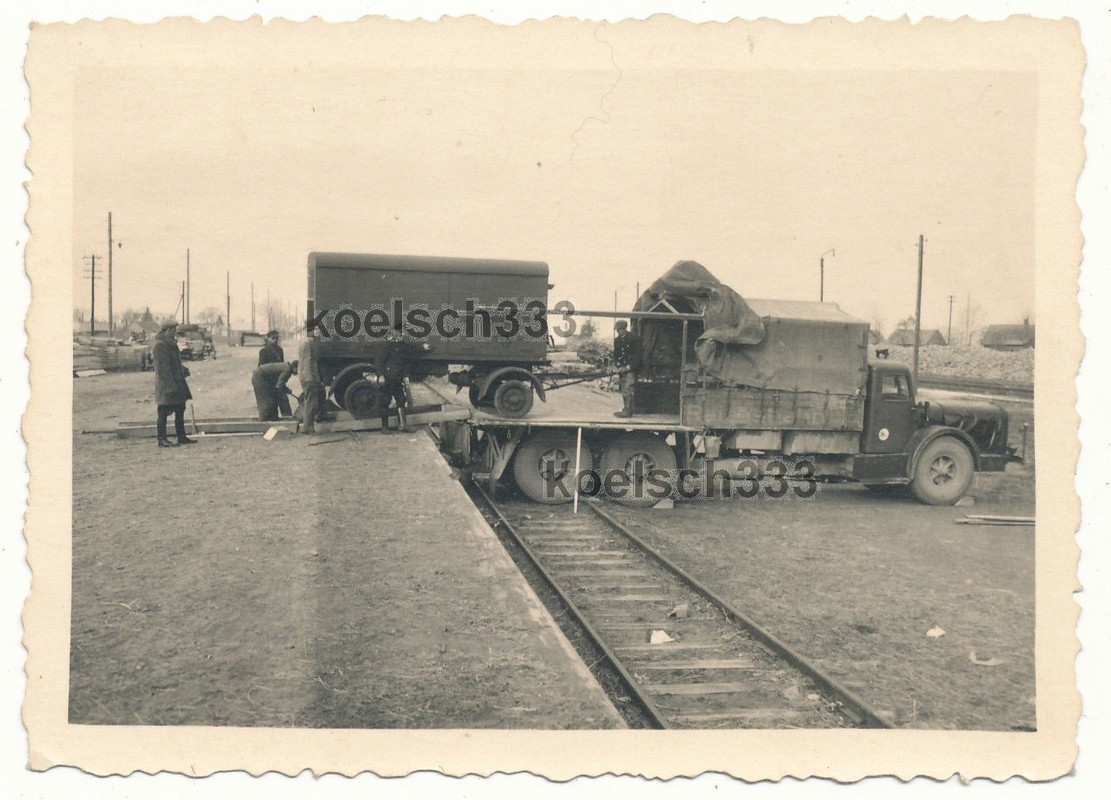 Foto Reichsbahn LKW Anhänger Sonderanhänger Eise