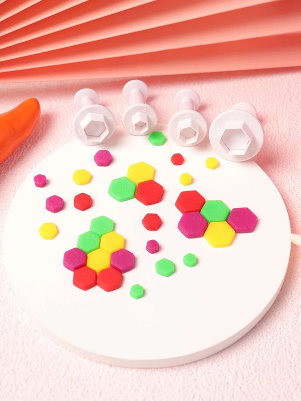 Molde marcador expulsor hexágonos mini modelado en fondant porce