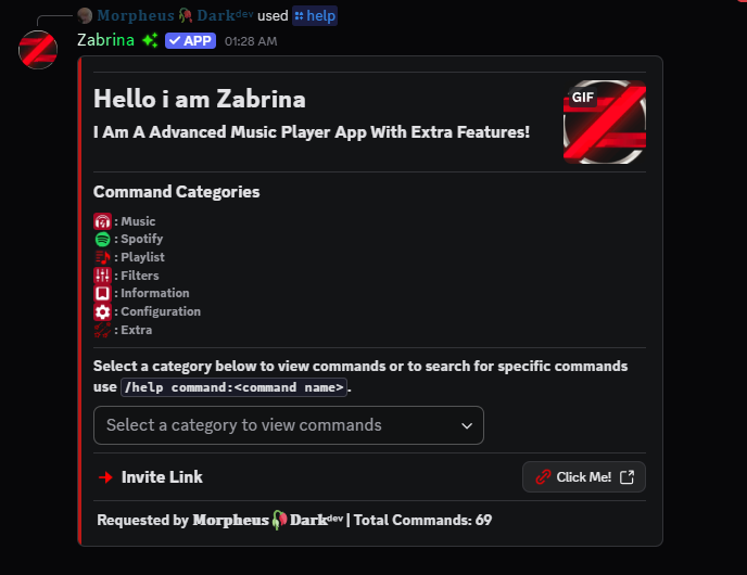 Zabrina Help Command