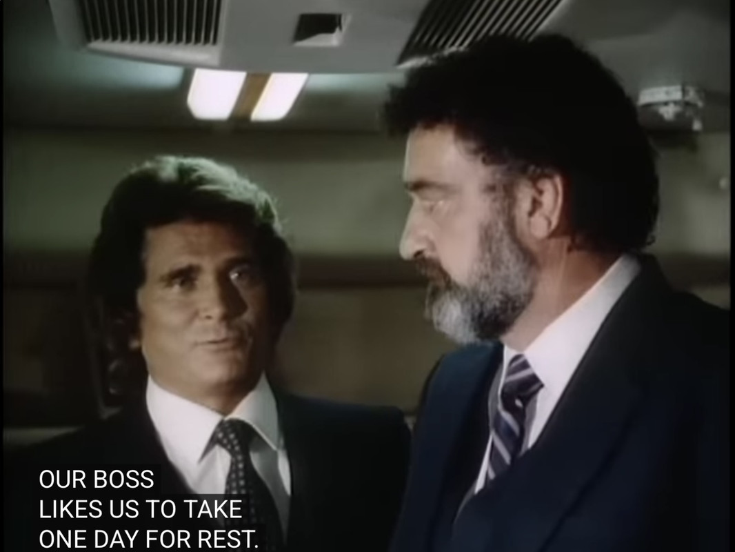 Actors Michael Landon , Victor French in Highway To Heaven