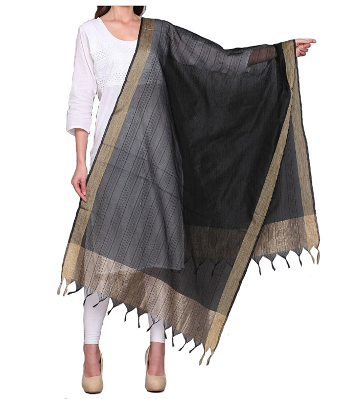 Chanderi Dupatta Gold Toned Striped with Zari Veil Stole Neck Scarf For Women's - Picture 21 of 46