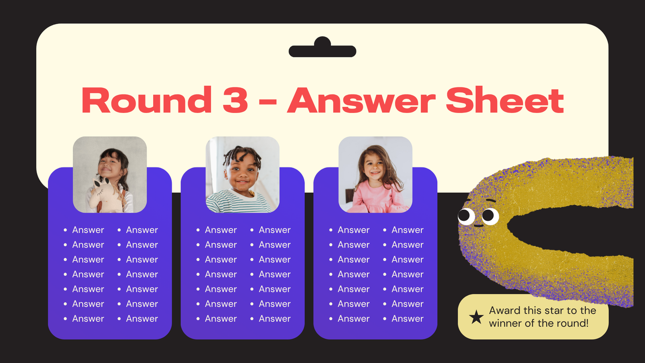 Black Colorful Illustrative Word Puzzle Game Presentation