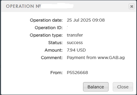 My 1st payout from Gab.ag