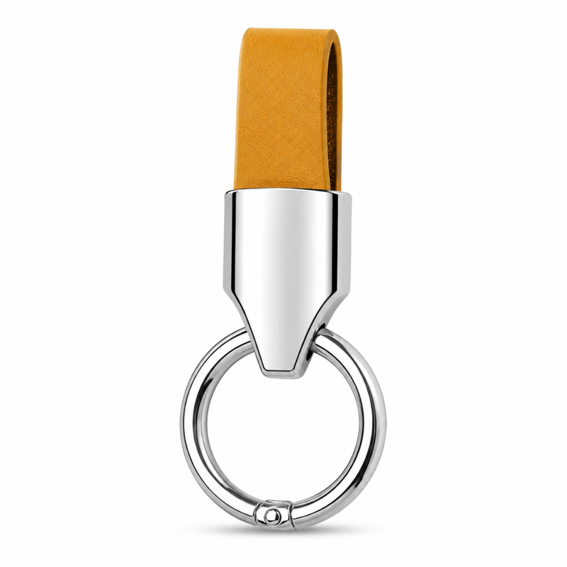 Leather Strap Metal Keychain (black & Brown)