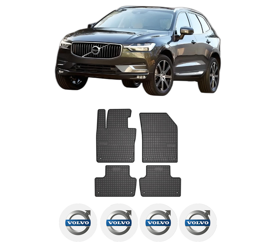 Set covorase presuri VOLVO XC60 II (246) din 2017-2022, auto, din cauciuc thermoplastic, 4 Stickere auto cu VOLVO