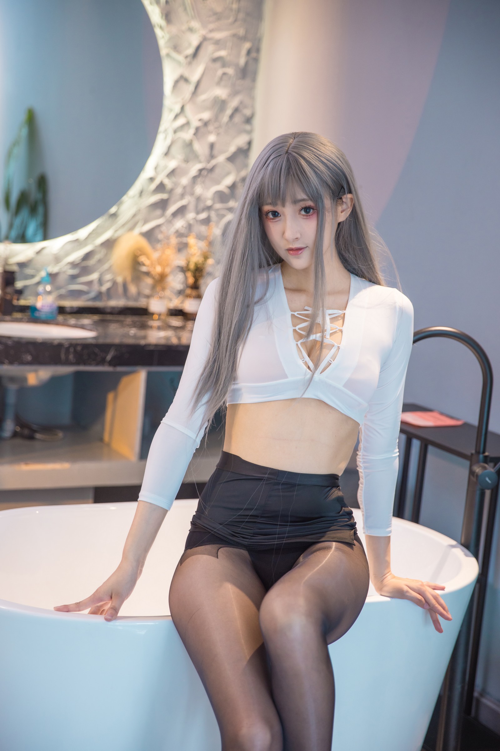 冬马路纱 浴缸湿身 黑丝 写真合集｜私房主题 高清图集（24P｜412MB）插图7