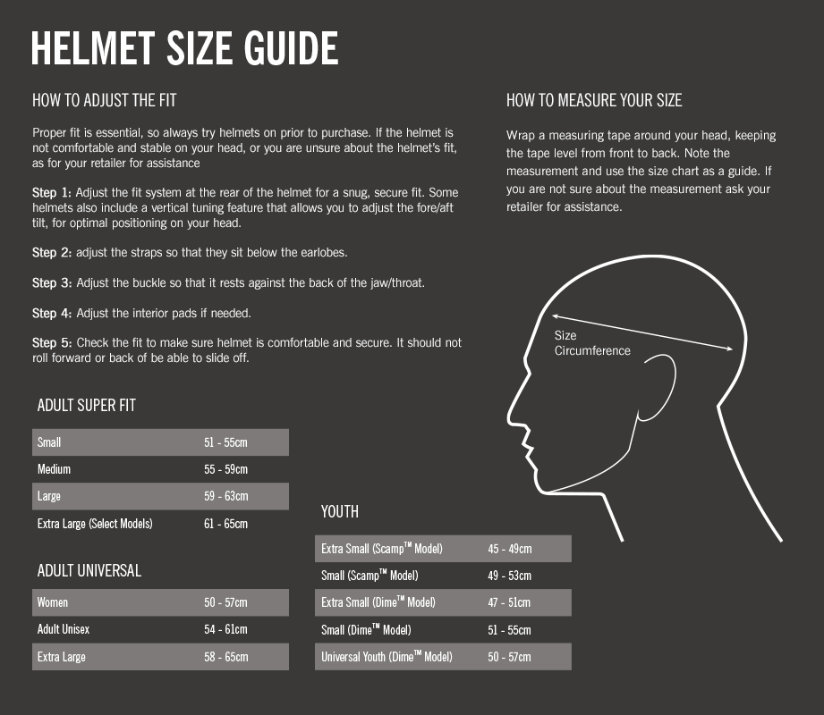 giro kid helmet size chart