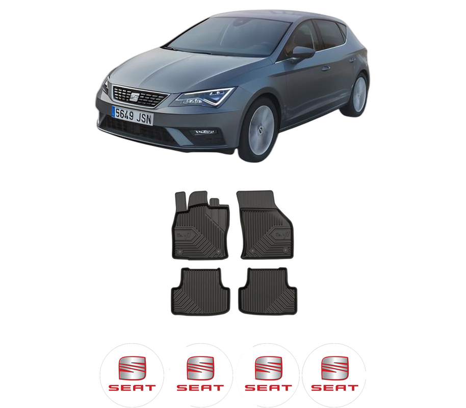 Set covorase presuri SEAT LEON Hatchback Van (5F1) din 2017-2018, auto, din cauciuc thermoplastic, 4 Stickere auto cu SEAT