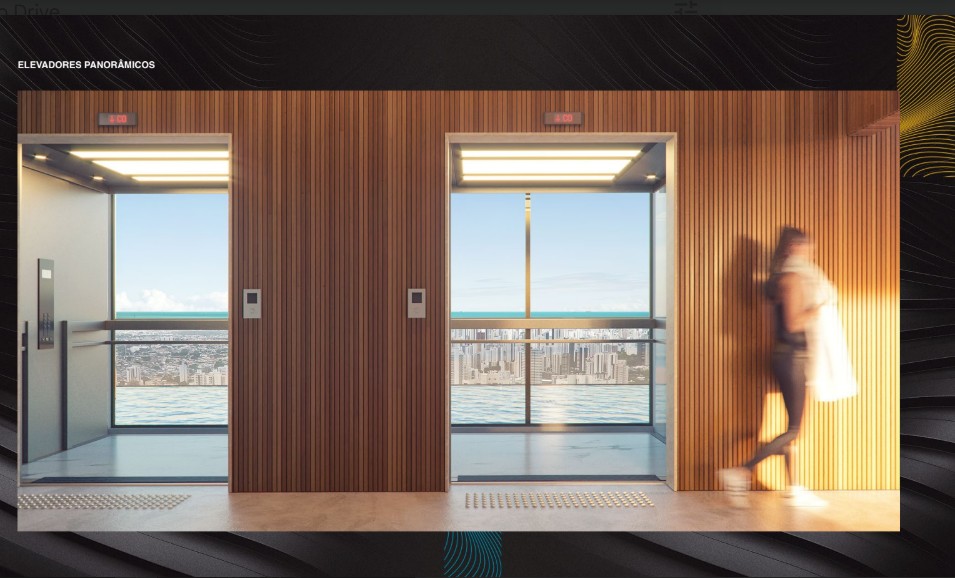 Elevadores panorâmicos modernos do Mirage Recife